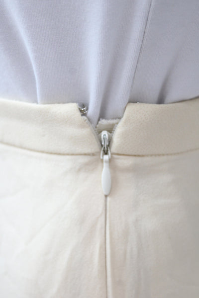 Moschino Women Pleated Silk Skirt Ivory Knee Length Zip Size 14