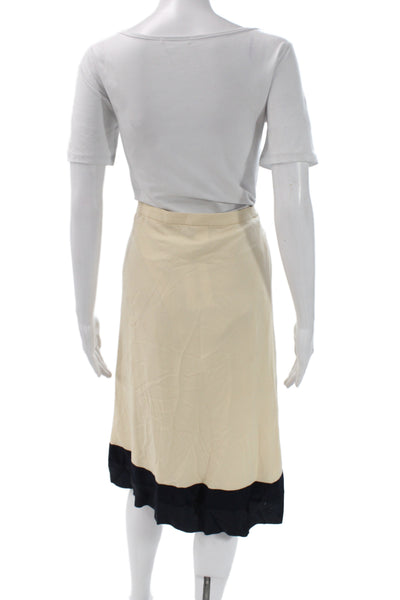 Moschino Women Pleated Silk Skirt Ivory Knee Length Zip Size 14