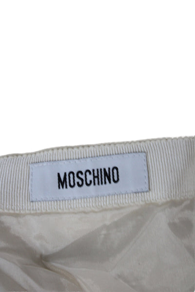 Moschino Women Pleated Silk Skirt Ivory Knee Length Zip Size 14