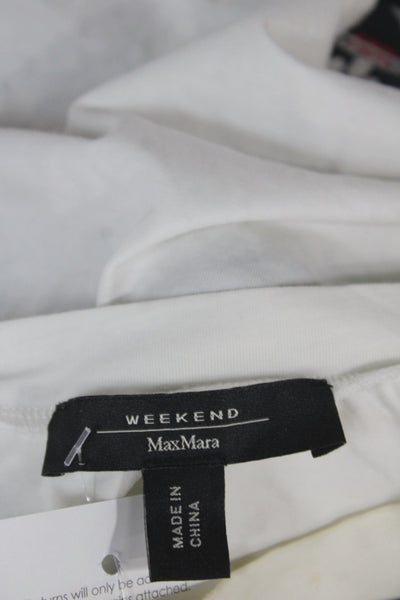Weekend Max Mara Womens Cropped Black Cotton Geometric Crew Neck T-Shirt Size S