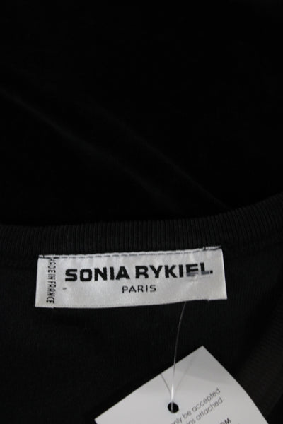 Sonia Rykiel Womens Basic T-Shirt Velour Black Long Sleeve Size S