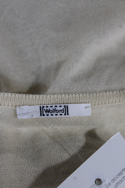Wolford Women Basic Cotton Scoop Neck Short Sleeve Blouse Ivory Size S