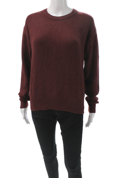 Meli Women Pullover Sweater Red Crew Neck Long Sleeve Size M