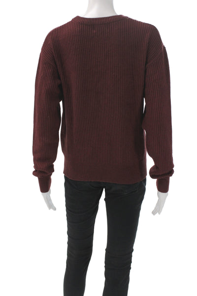 Meli Women Pullover Sweater Red Crew Neck Long Sleeve Size M