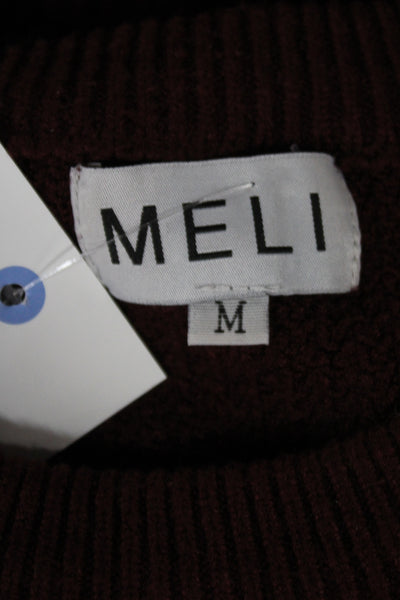 Meli Women Pullover Sweater Red Crew Neck Long Sleeve Size M
