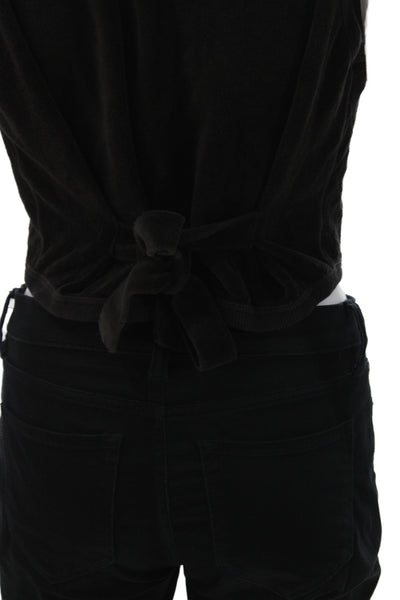 Sonia Rykiel Women Black Quilted Heart Argyle Sleeveless Button Vest Size M
