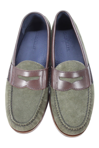 Cole Haan Womens Leather Suede Slip On Dress Shoes Green Size 11