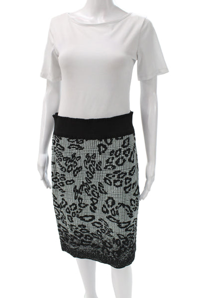 Marccain Womens Straight Pencil Skirt Black Animal Print Polyamide Size 10