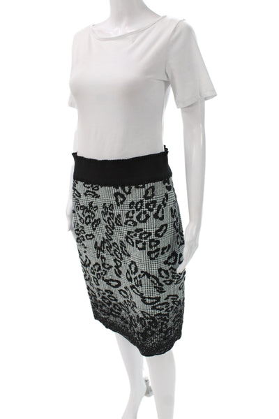 Marccain Womens Straight Pencil Skirt Black Animal Print Polyamide Size 10