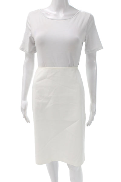 Lafayette 148 New York Women White Straight Pencil Skirt Zip Size 8