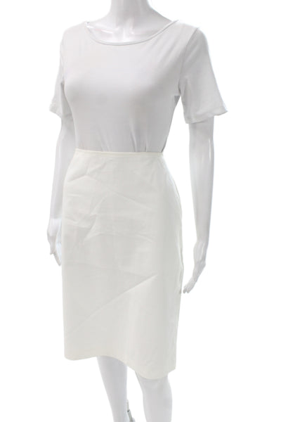 Lafayette 148 New York Women White Straight Pencil Skirt Zip Size 8