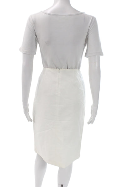 Lafayette 148 New York Women White Straight Pencil Skirt Zip Size 8