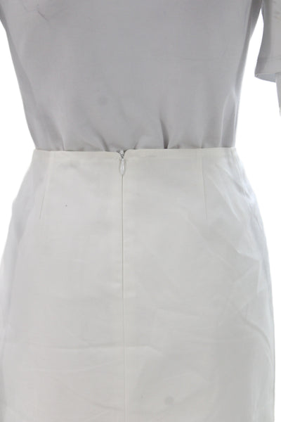 Lafayette 148 New York Women White Straight Pencil Skirt Zip Size 8