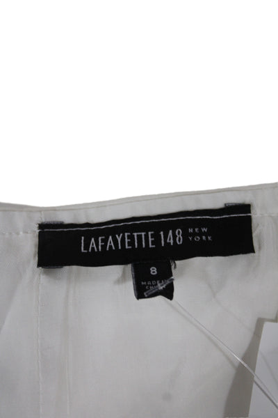 Lafayette 148 New York Women White Straight Pencil Skirt Zip Size 8