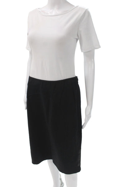 IKKS Women Straight Pencil Skirt Black Knee Length Zip Size 44