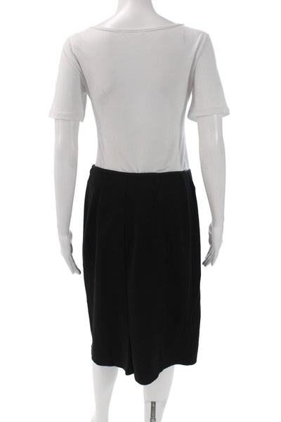 IKKS Women Straight Pencil Skirt Black Knee Length Zip Size 44