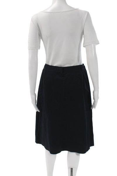 Lafayette 148 New York Women Pencil Black Knee-Length Cotton Skirt Size 8