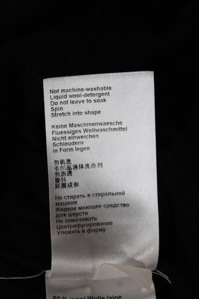 Marccain Women Basic Lace Scoop Neck Wool T-Shirt Short Sleeve Black Size 8
