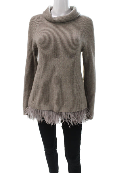 Marccain Women Pullover Sweater Brown Cowl Neck Knit Long Sleeve Size 6