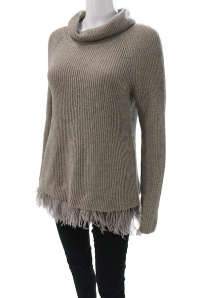 Marccain Women Pullover Sweater Brown Cowl Neck Knit Long Sleeve Size 6