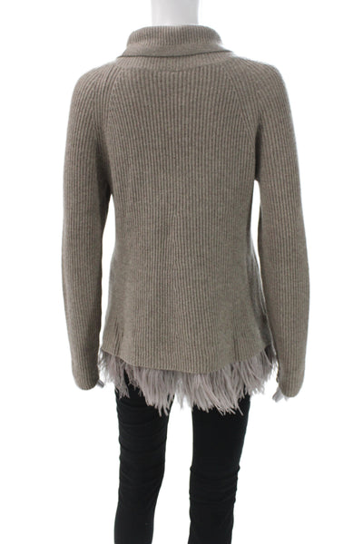 Marccain Women Pullover Sweater Brown Cowl Neck Knit Long Sleeve Size 6