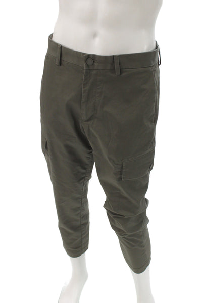 Banana Republic Men Cargo Pants Green Button Fly 30 Inseam Size 31