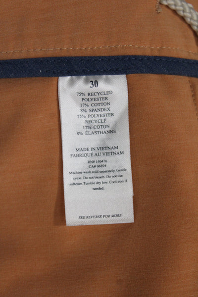 Faherty Mens Chino Shorts Orange 75% Recycled Polyester Beach Size 30