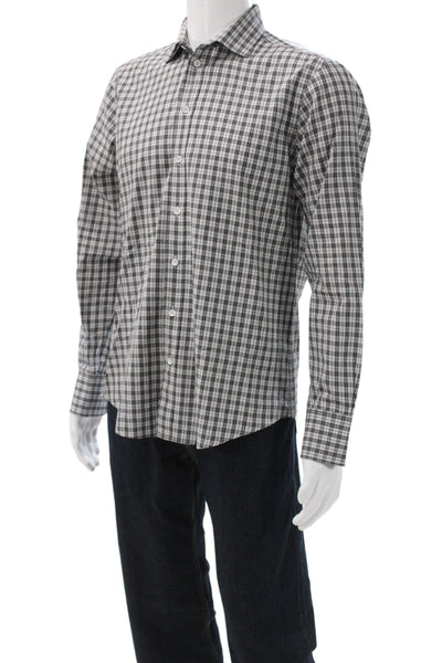 Rag & Bone Mens Plaid Long Sleeve Collared Button-Down Shirt Black Size M