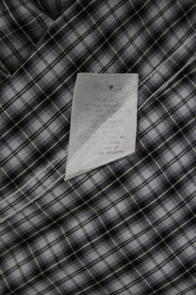 Rag & Bone Mens Plaid Long Sleeve Collared Button-Down Shirt Black Size M