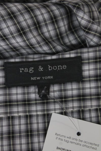 Rag & Bone Mens Plaid Long Sleeve Collared Button-Down Shirt Black Size M