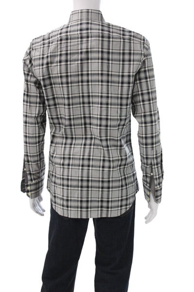 Banana Republic Mens Plaid Long Sleeve Collared Button-Down Shirt Gray Size M