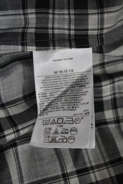 Banana Republic Mens Plaid Long Sleeve Collared Button-Down Shirt Gray Size M