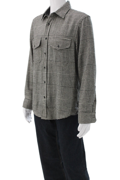 Banana Republic Mens Houndstooth Long Sleeve Button-Down Shirt Black Size M