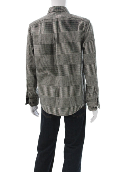 Banana Republic Mens Houndstooth Long Sleeve Button-Down Shirt Black Size M