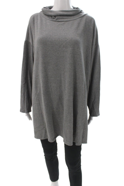 Eileen Fisher Womens Tunic Blouse Gray Cowl Neck Long Sleeve Pullover Size 1X