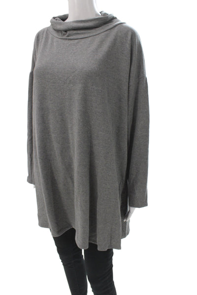 Eileen Fisher Womens Tunic Blouse Gray Cowl Neck Long Sleeve Pullover Size 1X