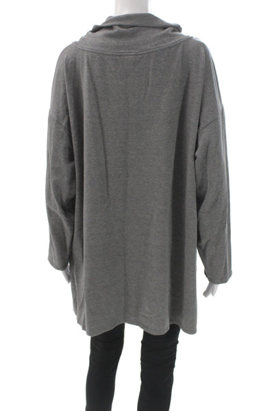 Eileen Fisher Womens Tunic Blouse Gray Cowl Neck Long Sleeve Pullover Size 1X