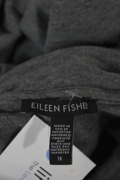 Eileen Fisher Womens Tunic Blouse Gray Cowl Neck Long Sleeve Pullover Size 1X