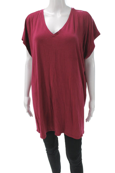 Eileen Fisher Women Red V-Neck Sleeveless Tunic Tencel Lyocell Size 1X