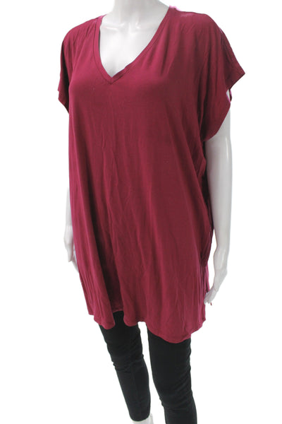 Eileen Fisher Women Red V-Neck Sleeveless Tunic Tencel Lyocell Size 1X