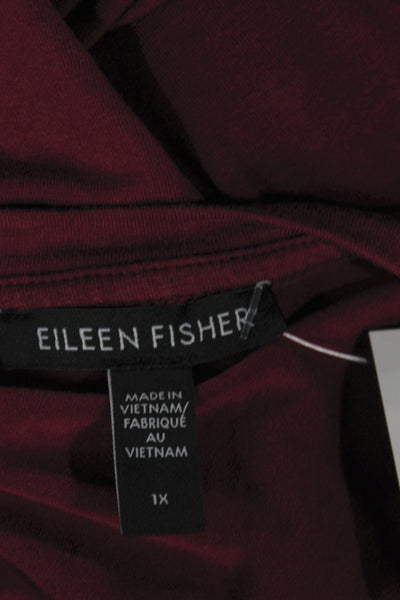 Eileen Fisher Women Red V-Neck Sleeveless Tunic Tencel Lyocell Size 1X
