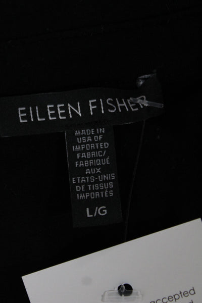 Eileen Fisher Women Tunic Button-Up Collared Long Sleeve Black Viscose Size L