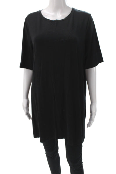 Eileen Fisher Womens Black Tunic T-Shirt Short Sleeve Tencel Size XL