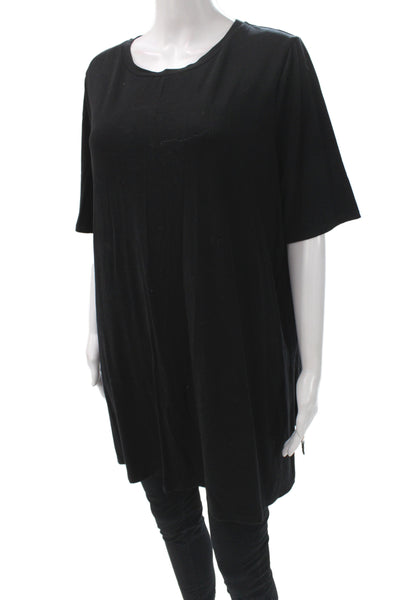 Eileen Fisher Womens Black Tunic T-Shirt Short Sleeve Tencel Size XL