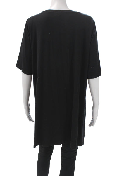 Eileen Fisher Womens Black Tunic T-Shirt Short Sleeve Tencel Size XL