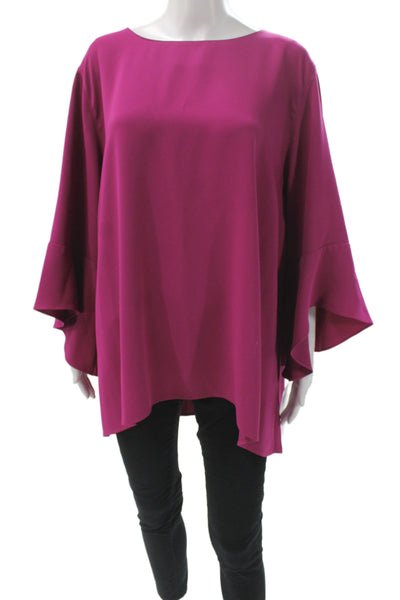 Caroline Rose Womens Purple Boatneck Tunic 3/4 Sleeve 100% Polyester Size 2X