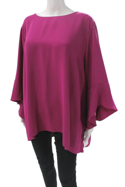 Caroline Rose Womens Purple Boatneck Tunic 3/4 Sleeve 100% Polyester Size 2X