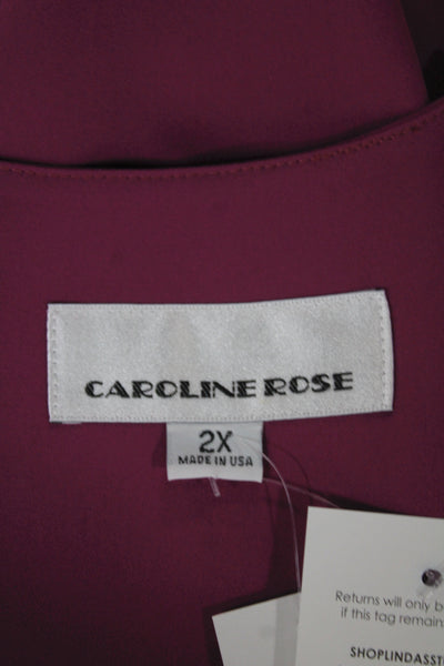Caroline Rose Womens Purple Boatneck Tunic 3/4 Sleeve 100% Polyester Size 2X