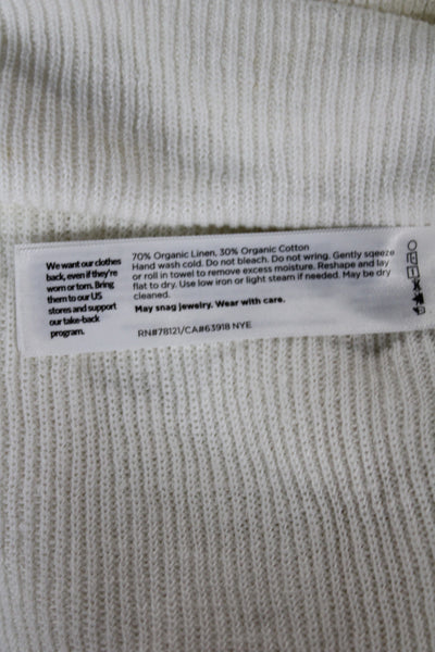 Eileen Fisher Women Ivory Sleeveless Pullover Round Neck Organic Linen Size L
