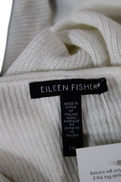 Eileen Fisher Women Ivory Sleeveless Pullover Round Neck Organic Linen Size L
